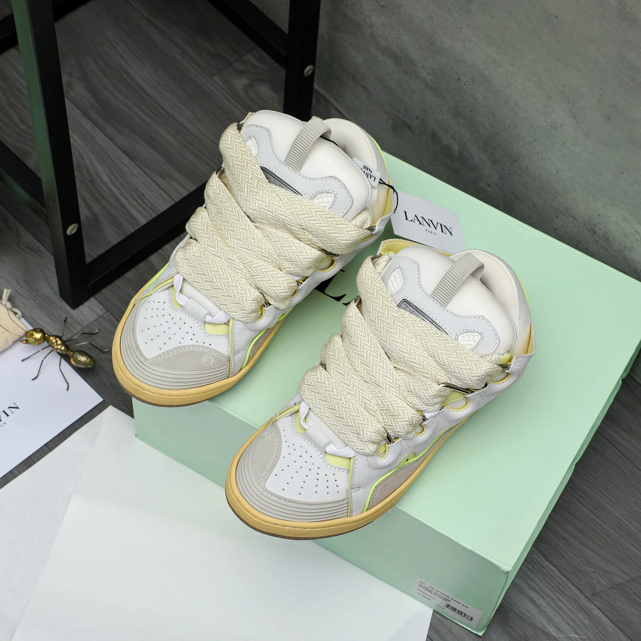 Men's shoes 💰740 [Lanvin] Lanvin high-end quality original couple's casual shoes - Upper: imported pebbled cowhide stitched with breathable mesh - Lining: Lycra elastic lining - Outsole: original rubber outsole - Super high quality control·Fine workmanship: highlighted (high-end·luxury·grade) -Size: 36-45 (45 can be customized)